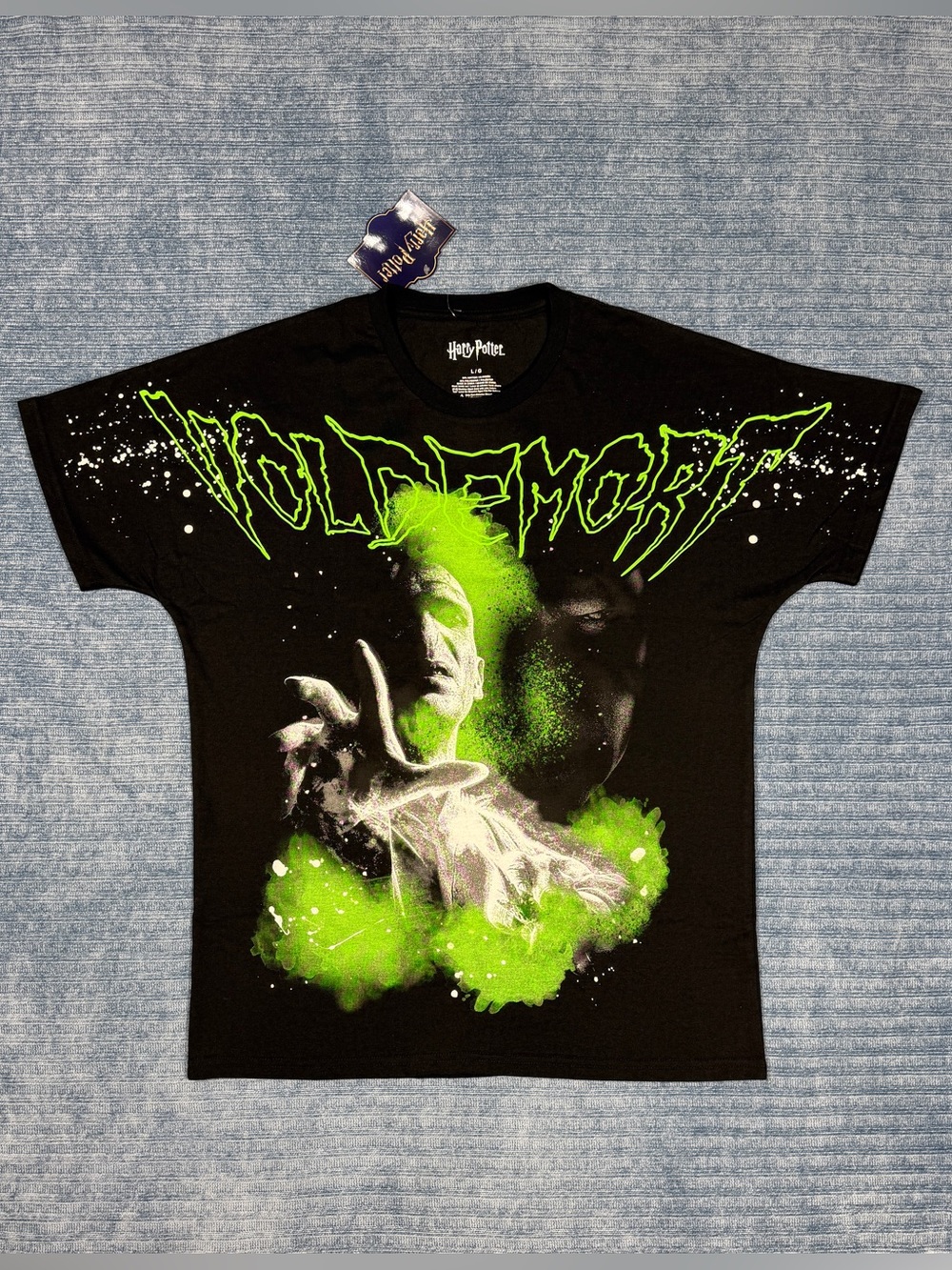 Harry Potter Voldemort Graphic Slytherin Crewneck SS T-Shirt Men's Sz Large NEW